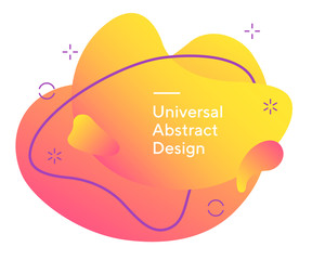 Trendy flowing graphic elements. Universal dynamical forms, liquid shapes, wavy lines. Bright orange and red colour with white text. Template for logo, flyer or presentation. 