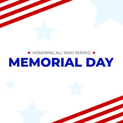 Obraz premium Memorial Day - Honoring All Who Served Patriotic Square Vector Illustration