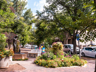 Fototapeta premium The Creative City of Santa Fe in New Mexico with its multitude of Galleries and Sculptures is a lovely place. Santa Fe is the oldest capital city in the United States and the oldest city in New Mexico