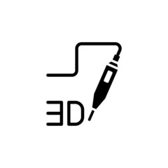 3d printing pen vector icon in black solid flat design icon isolated on white background
