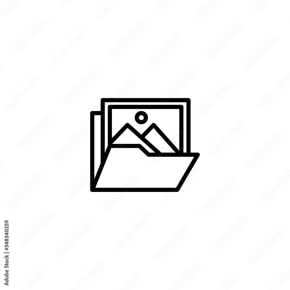 Poster image archive vector icon in linear, outline icon isolated on white background