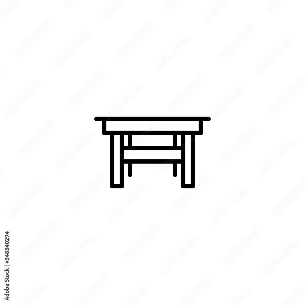 Aufkleber table vector icon in linear, outline icon isolated on white background