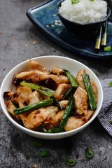 Fish with dry chilli pepper served with jasmine rice