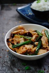 Fish with dry chilli pepper served with jasmine rice