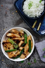 Fish with dry chilli pepper served with jasmine rice