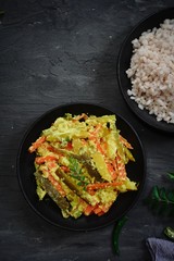 Aviyal - Kerala mixed vegetable curry with coconut and veggies, selective focus