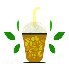 Milk tea and ice in a cup clear type.