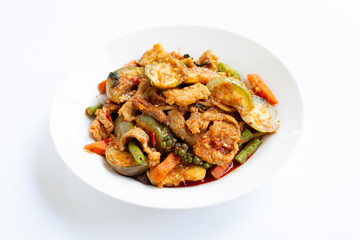 Thai food, Spicy stir-fried pork with herbs