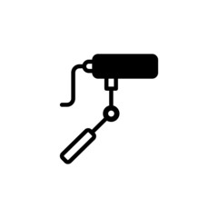 Cinema microphone icon vector in black solid flat design icon isolated on white background