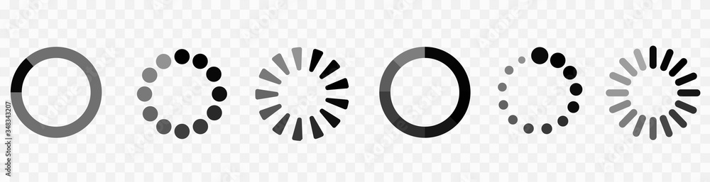 Poster Loading icon design set.Collection of loading icons.Progress bar loading icon.Loading for site design.Loading bar. Vector illustration
