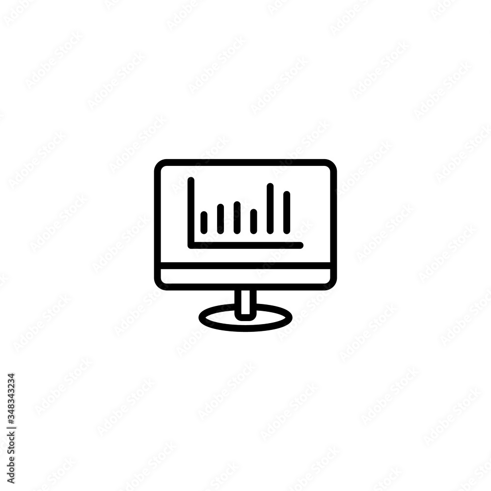 Poster computer systems analyst vector icon in linear, outline icon isolated on white background