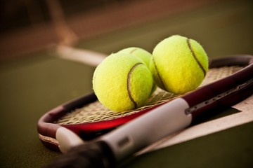 tennis racket and ball