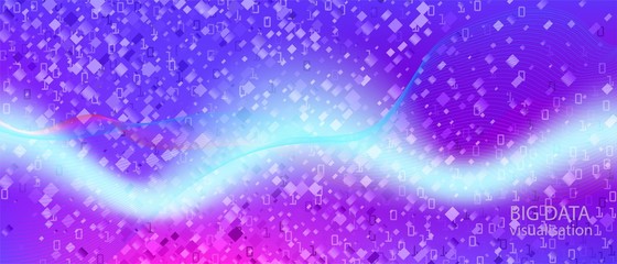 Big Data Cyber Vector Landing Page. Purple Pink Blue Background. Fractal Liquid Glow Technology Funky Modern Template. Digital 