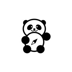 Panda + compass. Travel panda. Logo icon vector.