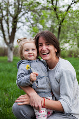 Beautiful mother with  little daughter