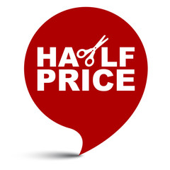 red vector illustration banner half price