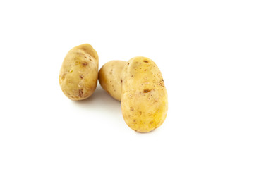 Young potatoes isolated on white background. Harvest new. 