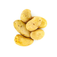 Young potatoes isolated on white background. Harvest new. 