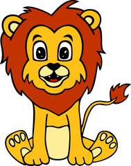 Lion cub. Animal in cartoon style. Vector template for design T-shirts. Fashion graphic for apparel. Character image lion for children's magazines and preschool institution