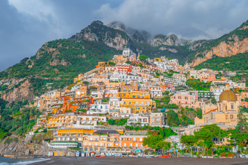 Beautiful colorful houses on a mountain in Positano, a town on Amalfi coast © k_samurkas