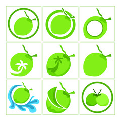 beach, fruit, vector, art, green, coconut, symbol, design, logo, simple, set, bundle, fresh, illustration, exotic, healthy, background, tropical, food, isolated, icon, nature, palm, flat, coco, white,