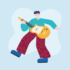 Fototapeta premium people activities, young man playing guitar musical instrument