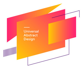 Zesty modern regular elements. Universal dynamical forms, sharp lines. Yellow and orange background with white text. Template for logo, flyer or presentation. 