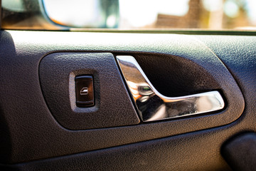Door handle in the car. Car interior parts