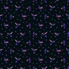 Hummingbird seamless magic photorealistic art pattern. great for fabric, textile, wallpaper, cover.