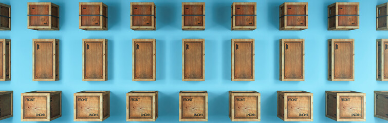 wooden boxes in a warehouse