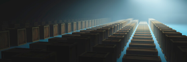 Fototapeta premium wooden boxes in a warehouse