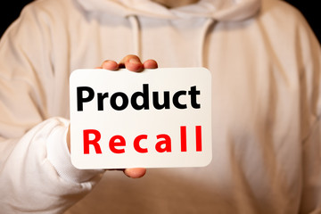 Product Recall card isolated on white background