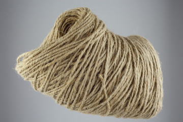 Jute twine, coiled rope for needlework.
