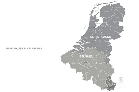 BENELUX map. vector benelux map in european countries. 