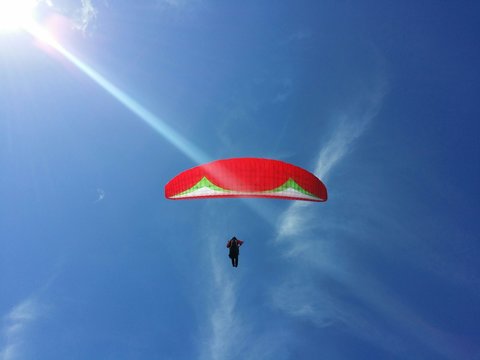 Low Angle View Of Person Paragliding Against Sky