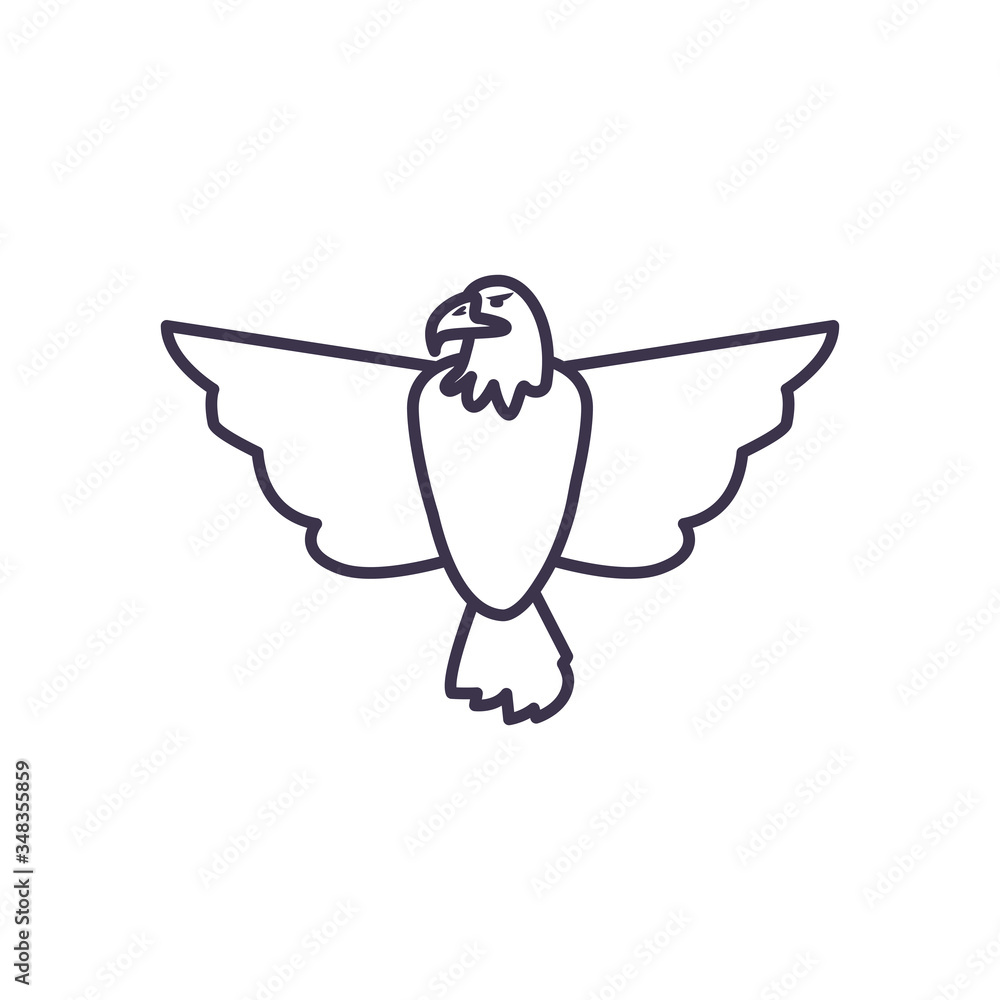 Poster isolated eagle bird line style icon vector design