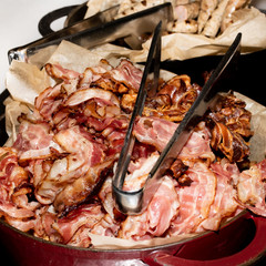 Selection of self service english continental breakfast buffet display, catering or brunch