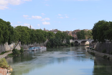 Fototapeta na wymiar view of river tiber in rome city center italy 