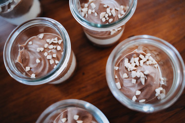 photo of chocolate pudding in glass cups
