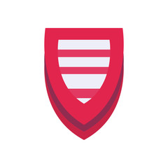 Shield with stripes flat style icon vector design