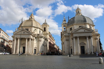 Obraz premium Basilica of Santa Maria in Montesanto Piazza del Popolo rome city center italy