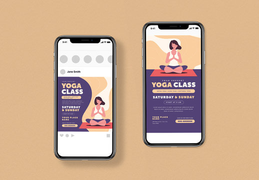 Yoga Class Flyer Social Media Post Layouts