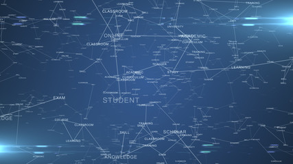 Online distance education training remote schooling from home word cloud - 3D Illustration Render