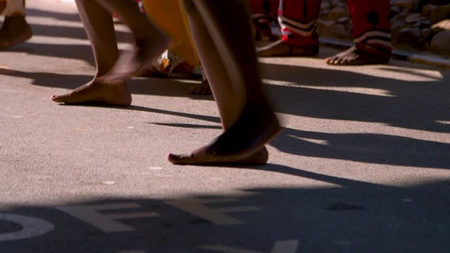African dancer's feet dancing in Zambia