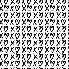 Valentine Day Heart and watercolor lettering LOVE xoxo in red over light background