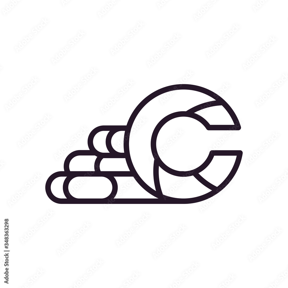 Poster abstract c shape line style icon vector design