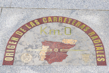 Km 0 of the radial network of Spanish roads on Puerta del Sol Square in Madrid, Spain
