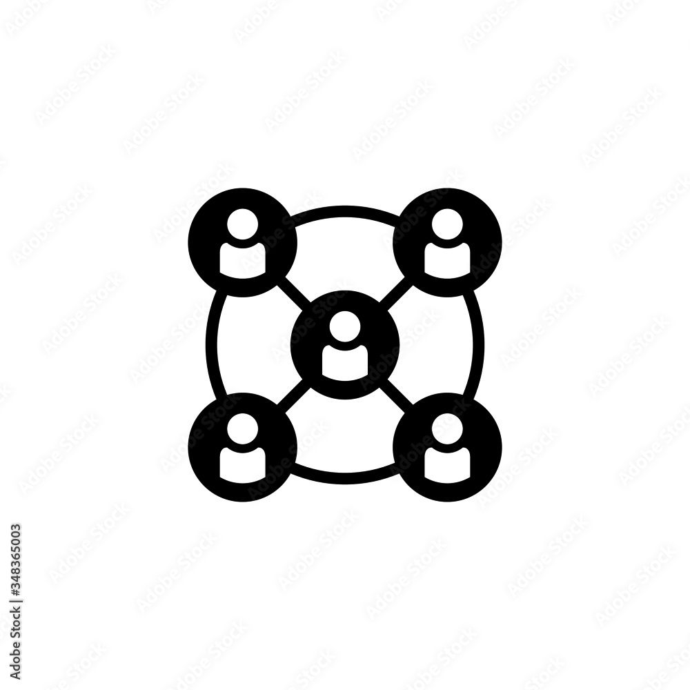 Poster networking connection icon vector in black solid flat design icon isolated on white background