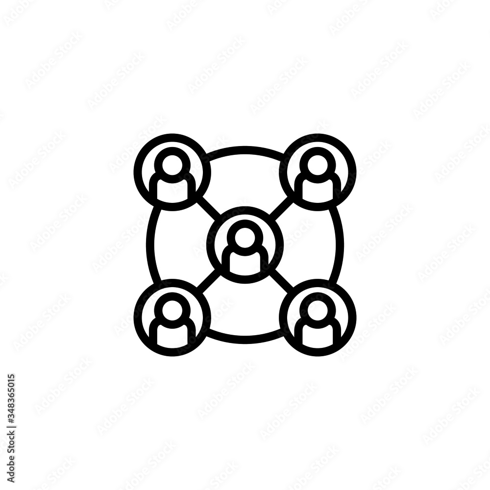 Poster networking connection icon vector in linear, outline icon isolated on white background