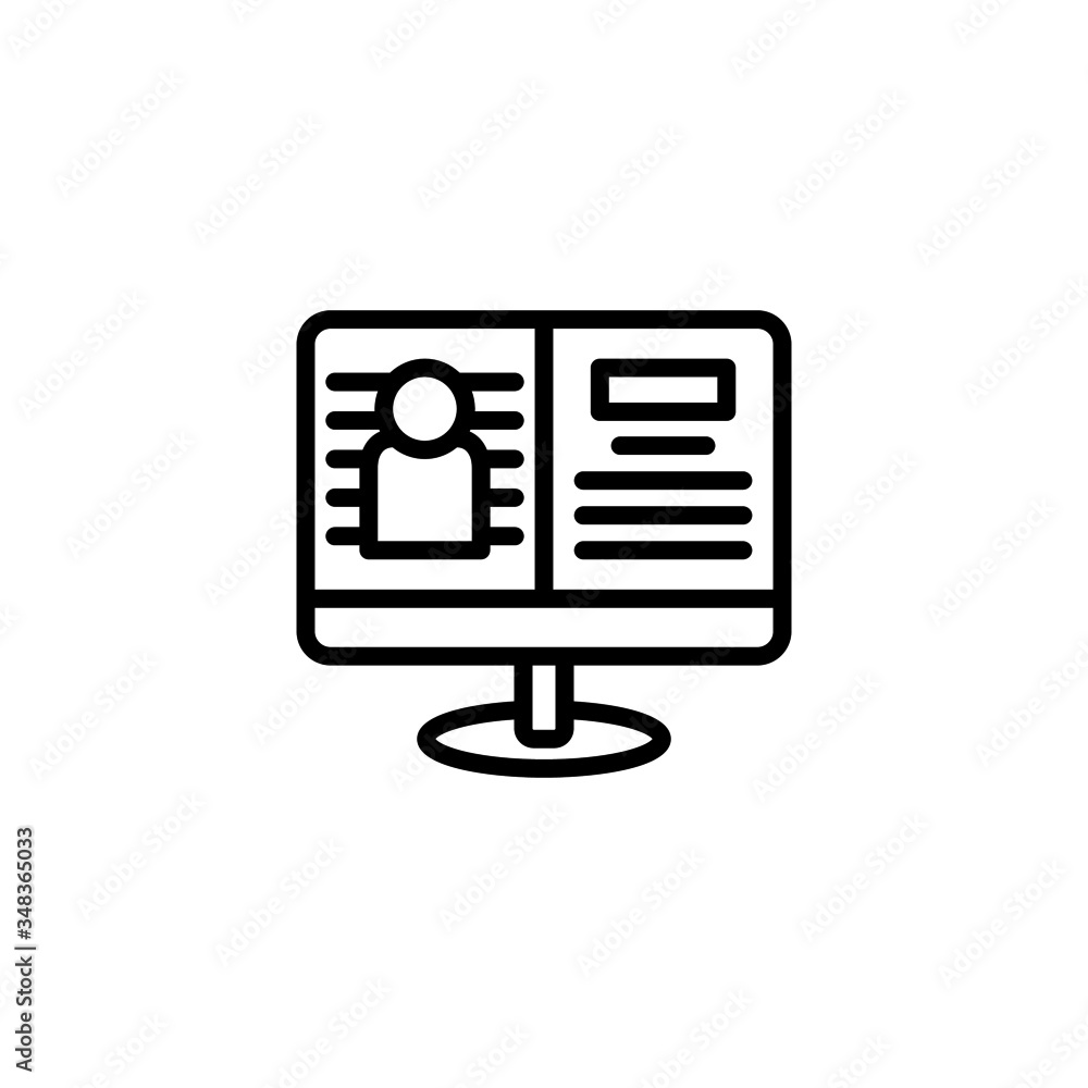 Poster criminal database icon vector in linear, outline icon isolated on white background